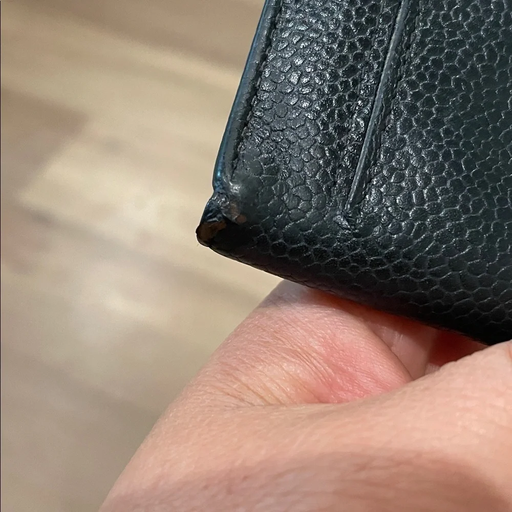 CHANEL Caviar Black Trifold Wallet